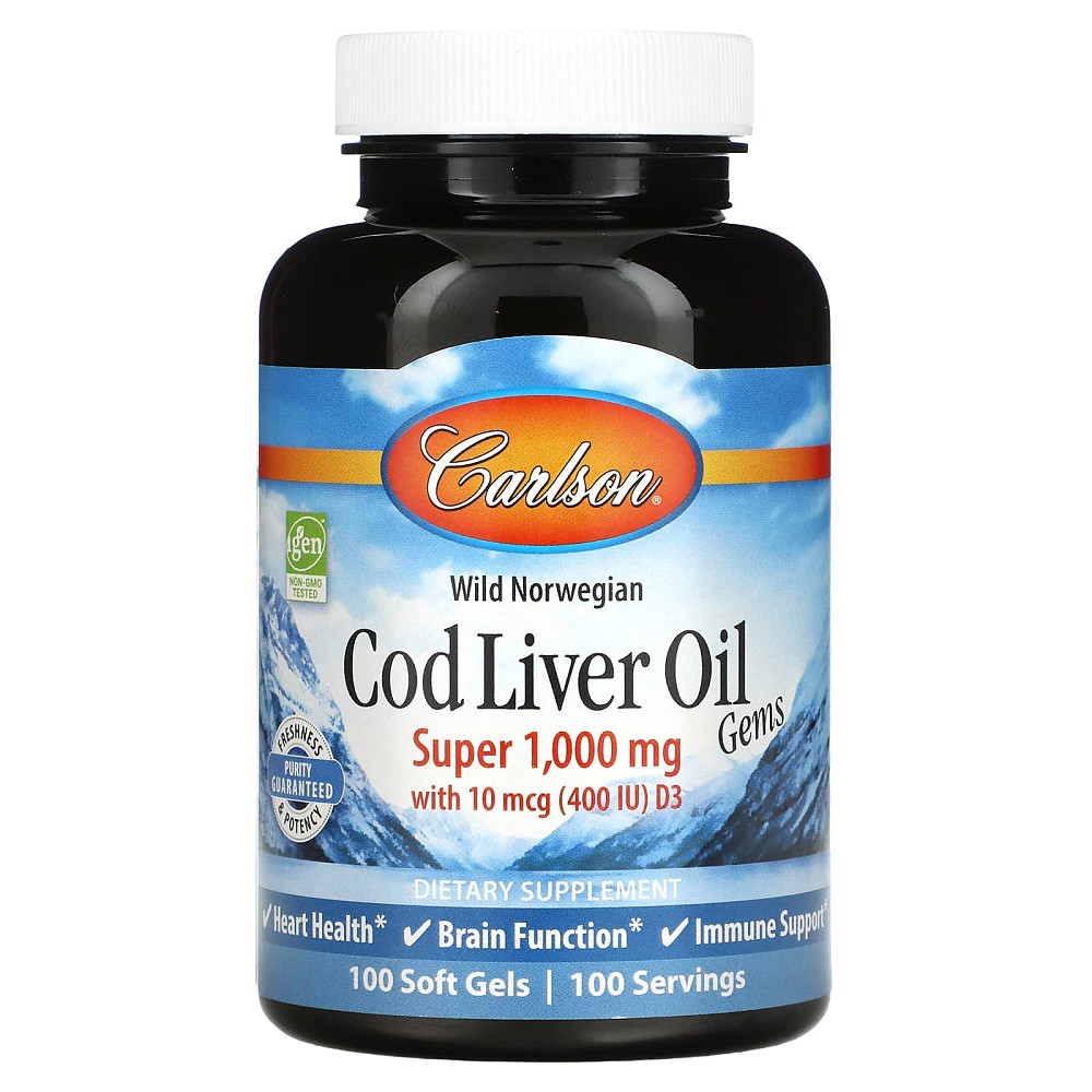 Рыбий жир из печени трески (Cod liver oil) 1000 мг 100 капсул Київ - фото 1