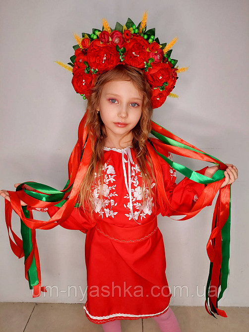 Віночок ободок з квітами "Сценічний з колосками та стрічками" Кривий Ріг - фото 2