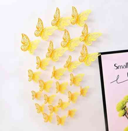 Метелики інтер'єрні на стіну 12 штук жовтий Київ