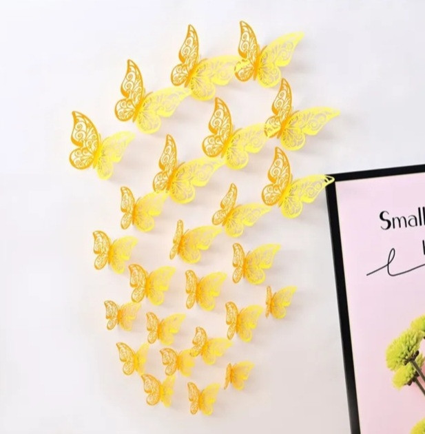 Бабочки интерьерные на стену 12 штук желтый Киев - изображение 3