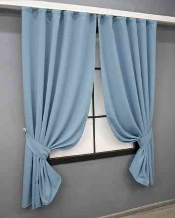 Комплект коротких штор VR-Textil Блэкаут Midnight № 1676ш Голубой 140х170 см 2 шт (35-0324) Киев