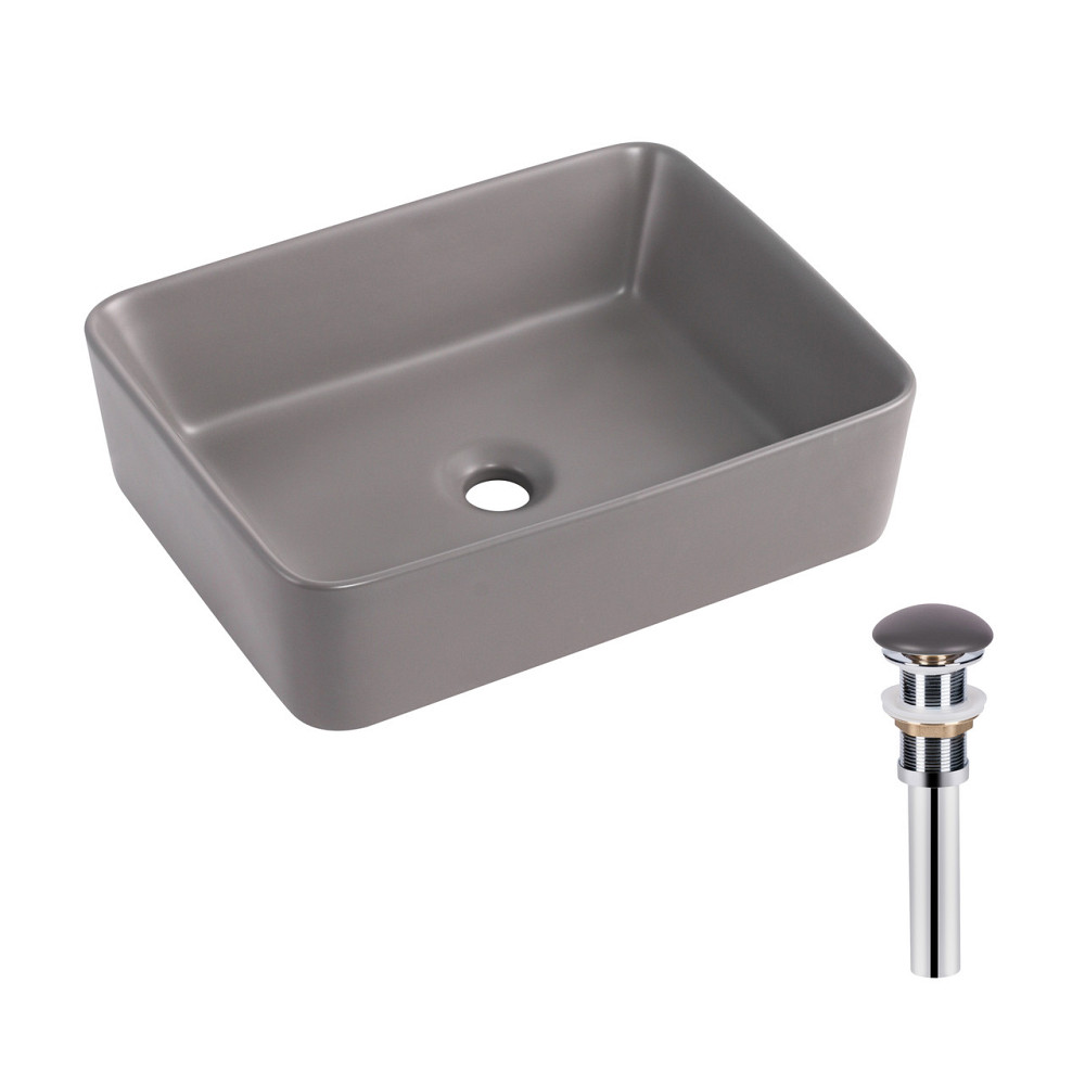 Раковина накладная Qtap Tern 480x370x135 мм, Stone grey, прямоугольная, с донным клапаном QT17116069SG Киев - изображение 1