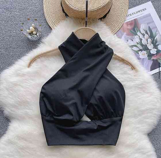 Женский летний топ с открытыми плечами из плотного микродайвинга Одесса