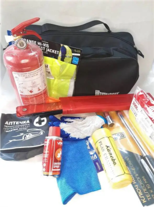 Набор автомобилиста LUX (ключ/трос/аптеч /жилет/ав.знак/огнетуш. углекис/перчатки/сумка/тряп.) Винница - изображение 1