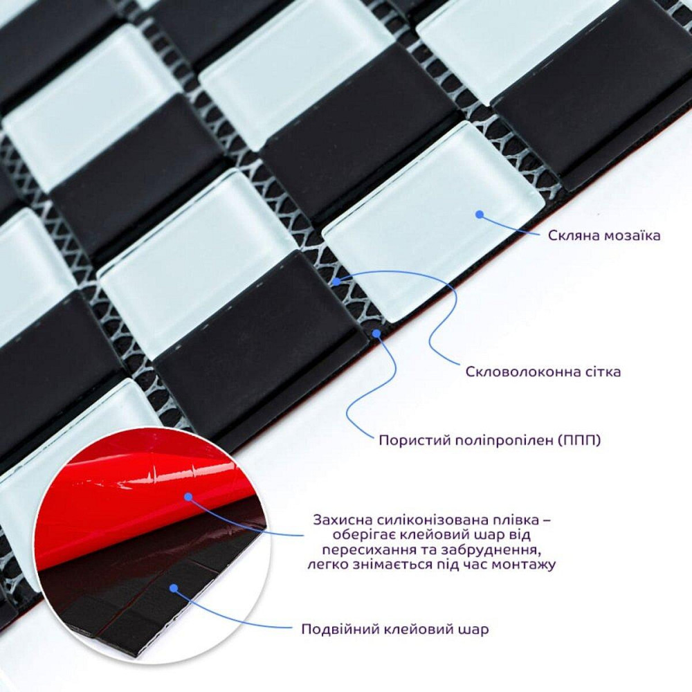 Мозаика из декоративного стекла 298х298х4,5мм Шахматка SW-00002366 Днепр - изображение 2