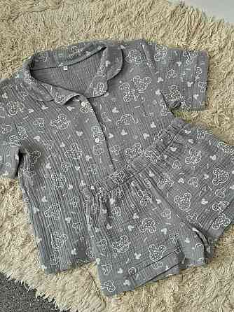 Дитяча піжама з мусліна шорти із сорочкою Сірий Мікі Маус 110-116 Харків