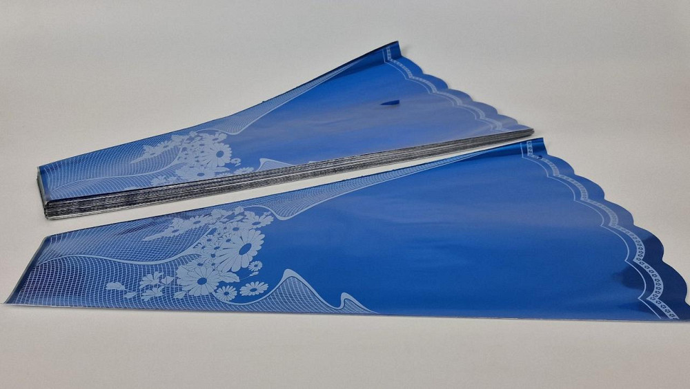 Конусная упаковка под цветы h60/13низ/37верх металл синий (100 шт)  узор133 (1) (100 шт) Харьков - изображение 1