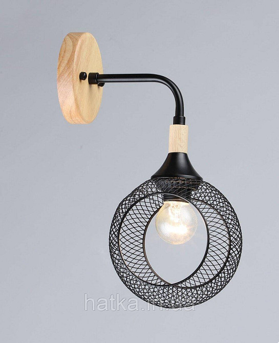 Бра VALESO B N6620/1W Чорний + Дерево Київ - фото 1