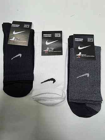 Набор мужских высоких хлопковых носков 3 шт в уп (Черный, Белый, Серый)  Nike 3 36-40 Киев