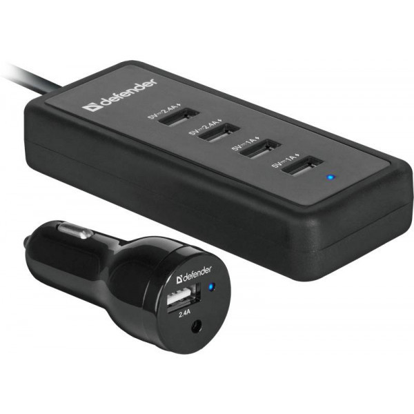 Автозаряджання 5xUSB 45 W (1 + 4 USB-A) ACA-02 5V/9.2A Defender (83568) Київ - фото 1