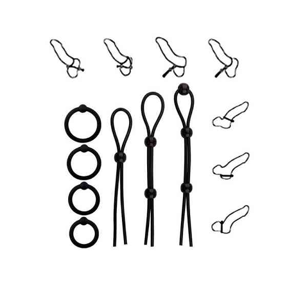 Набор эрекционных колец и лассо (7 единиц) - Черный Винница