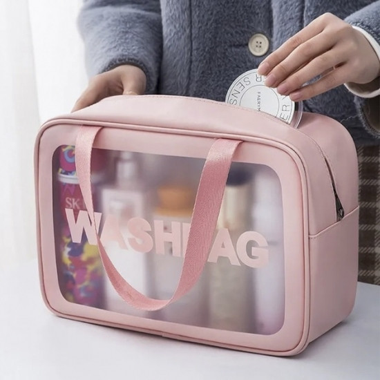 Прозрачная сумка-косметичка Washbag Big Pink 30см Винница - изображение 2