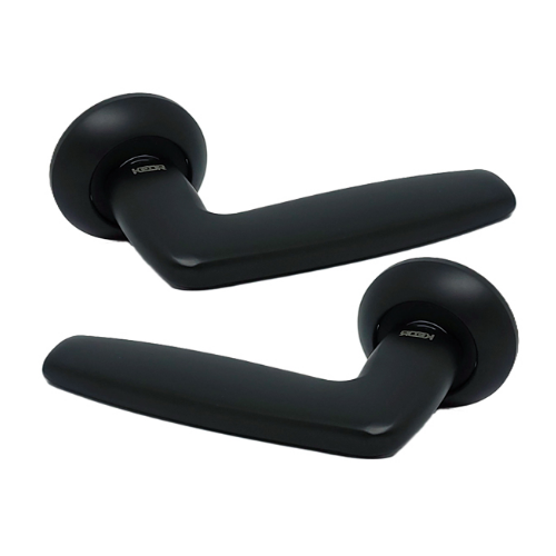 Ручка дверна на круглій розетці HRoz-07.766 AL Black Mat KEDR Житомир