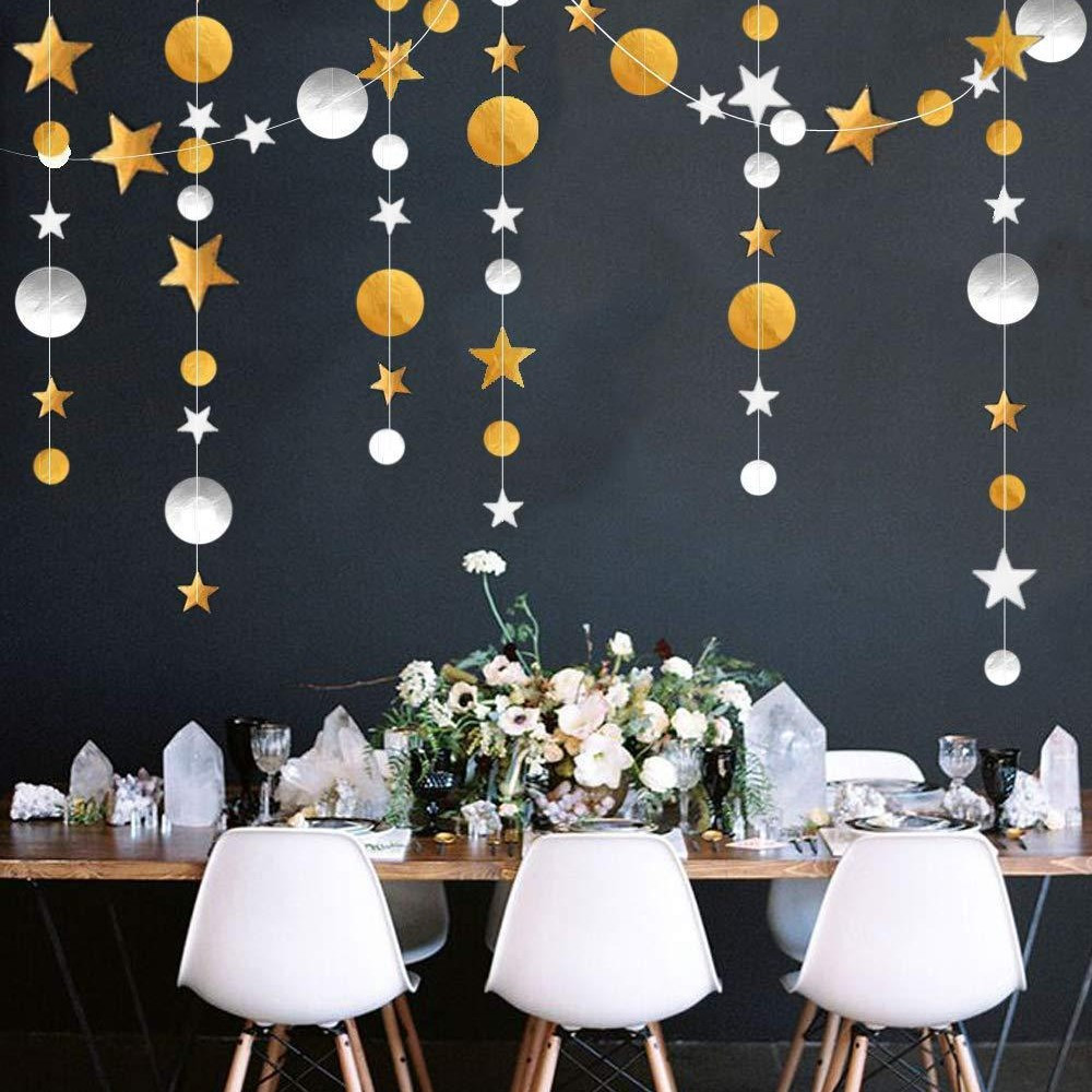 Гірлянда зірочки та кружки на нитці 4 м золотисто-сріблястий Київ - фото 6