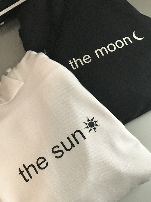 Парні толстовки з капюшоном для хлопця та дівчини!  The Sun \ The Moon Чорний, XS, S Чернівці - фото 1