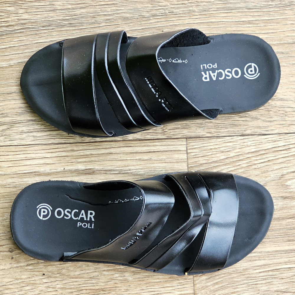 Мужские Шлёпанцы Тапочки Сланцы Чёрные Кожаные (размеры: 41,42,43,44,45) Днепр - изображение 8