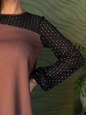 Вечірня сукня з прозорими рукавами Sofira 42-44, Шоколадний Київ