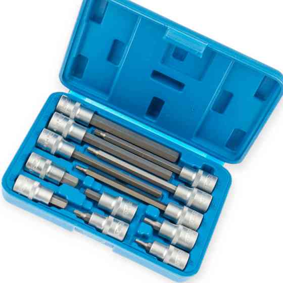 Набір головок-вставок HEX шестигранних 1/2" 12 шт 4, 5, 6, 8, 10, 12мм довжиною 55, 140мм (футляр) Мукачево