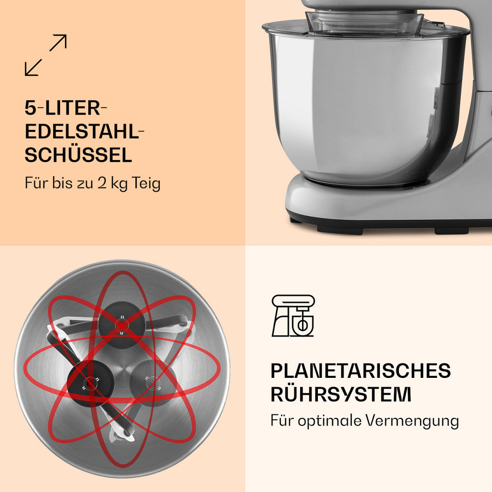 Кухонний комбайн Bella Pico 2G 1300W 1.7HP 6 рівнів 5 літрів срібло (Німеччина, читати опис) Рівне - фото 4