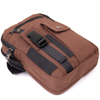 Сумка Vintage Текстильна чоловіча на два відділення Коричнева (20661) Вінниця - фото 11