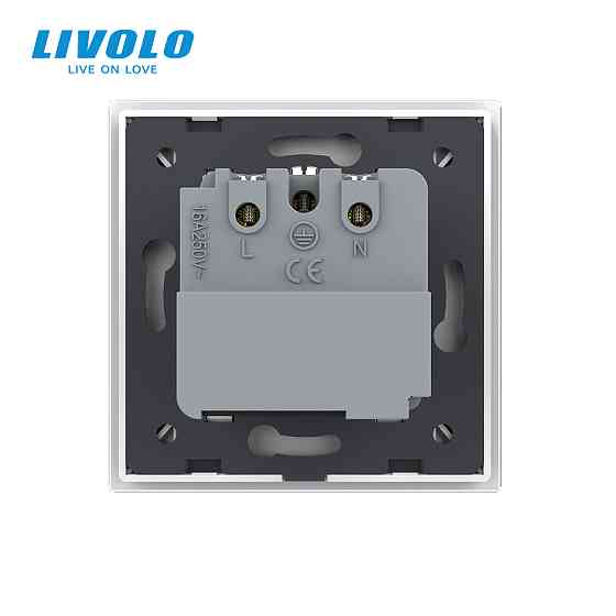 Радіокерована (дистанційна) розетка з пультом LIVOLO, біла, з заземленням та захисними шторками, керування зі смартфона, Alexa, Google Home, 16А 230В  Коломия
