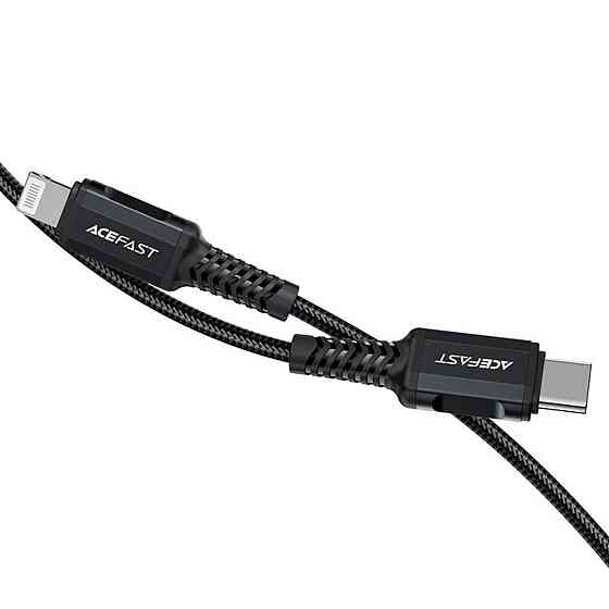 Кабель Type-C - Lightning ACEFAST C4-01 3A 30W 1.8m нейлон zinc конектори колір чорний AFC4-01B Одеса