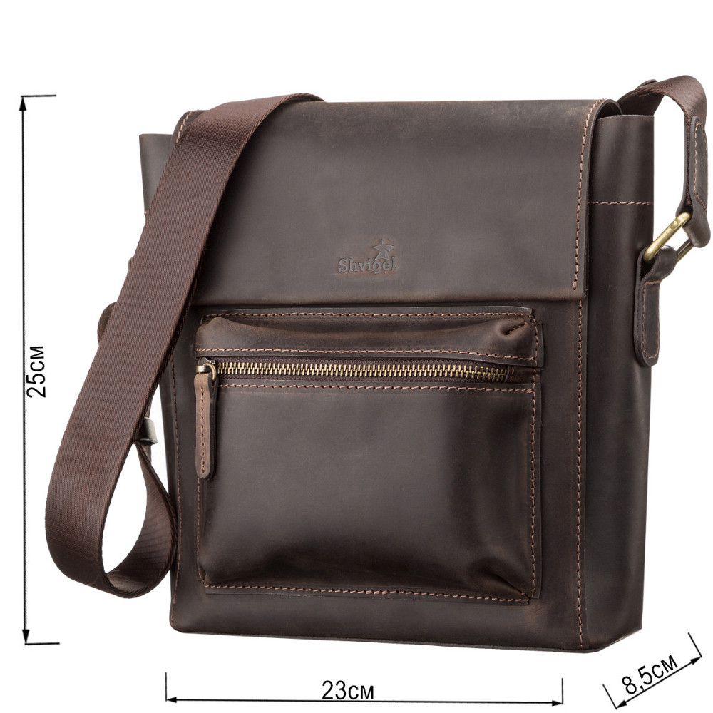 Сумка мужская кожаная Коричневая (SHVIGEL) Киев - изображение 7