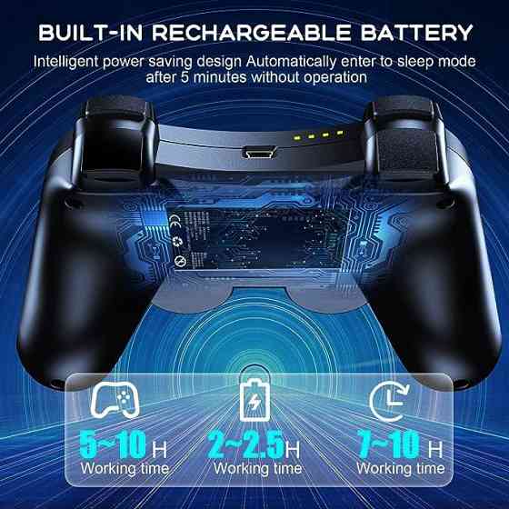 Беспроводной игровой контроллер для PlayStation 3 и ПК — Bluetooth Геймпад, Double Shock, 6-осевой гироскоп, Черный Киев