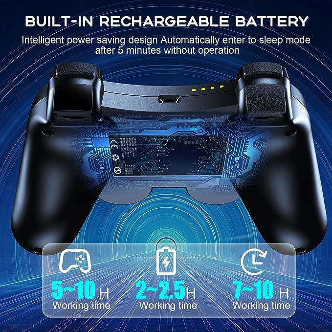 Беспроводной игровой контроллер для PlayStation 3 и ПК — Bluetooth Геймпад, Double Shock, 6-осевой гироскоп, Черный Киев - изображение 4
