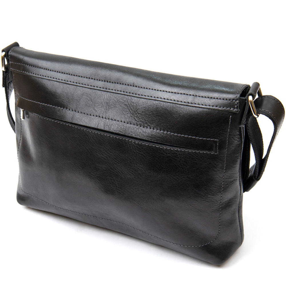 Кожаная мужская прямоугольная сумка Черный (GRANDE PELLE) Киев - изображение 9