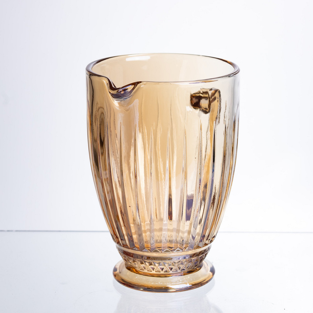 Глечик для напоїв 1.2 л фігурний прозорий ребристий з товстого скла бурштиновий HP-19-243 Коломыя - изображение 1