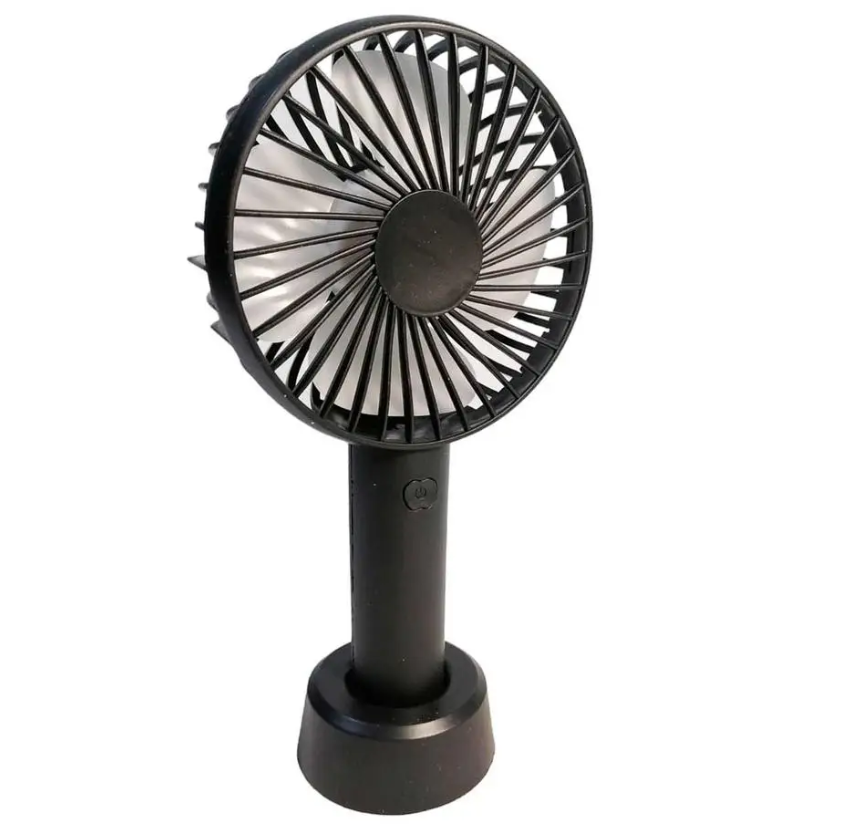 Вентилятор ручний акумуляторний 9419 з підставкою, чорний Вінниця - фото 1