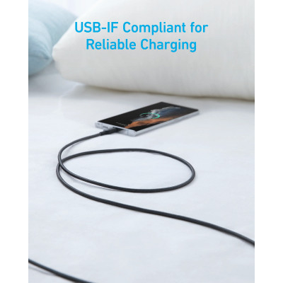 Дата кабель USB 2.0 AM to USB-C 1.8m nylon 322 black Anker (A81H6G11) Винница - изображение 3