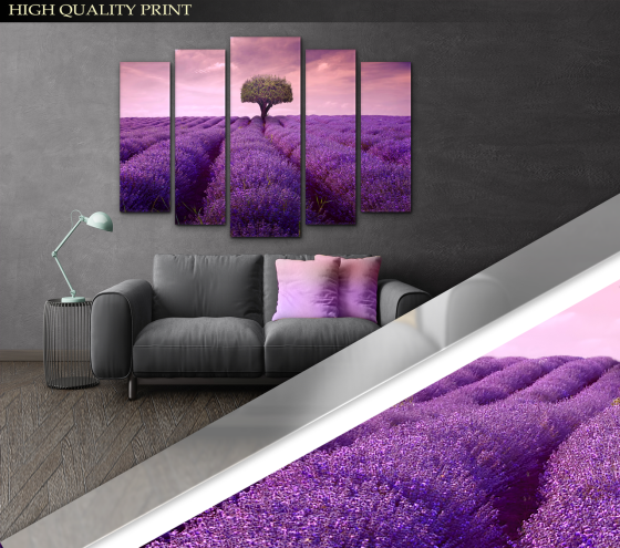 Модульна картина у вітальню / спальню Поле Лаванди Art-360_5 ( 80х118см ) Київ