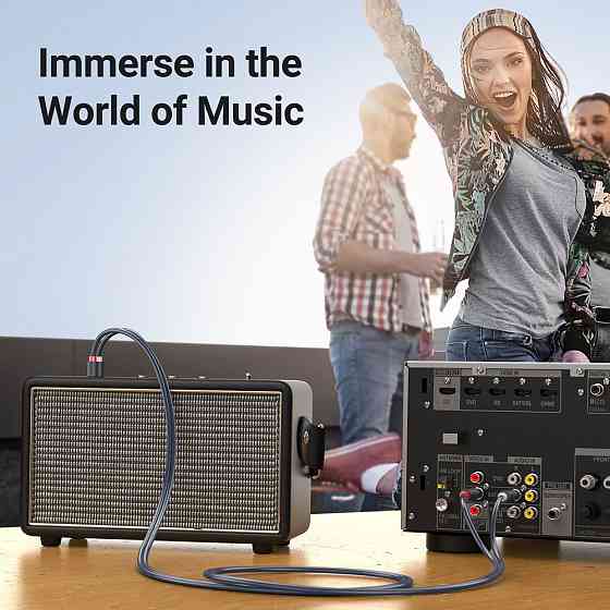 Аудіокабель UGREEN AV104, 2RCA Male to 2RCA Male, ABS, 5m Black Одеса