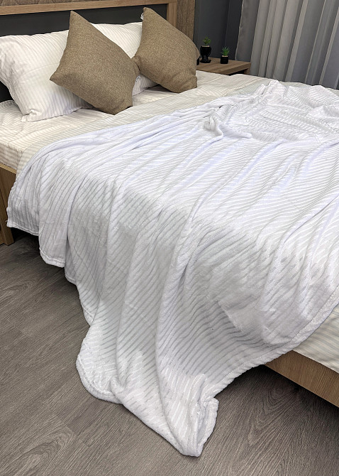 Плед-покривало 155х200 см (+-5см) рельєфний полоска Білий (87-090) Київ - фото 7