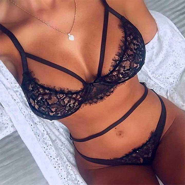 Красивый кружевной комплект Чёрный M Винница - изображение 8