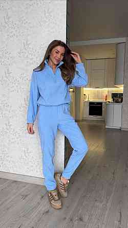 Женский прогулочный спортивный костюм двойка: кофта и штаны микровельвет Одесса