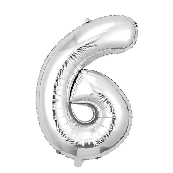 Повітряна куля у вигляді цифри 6 срібло, 40 дюймів, фольгована, для свят для дня народження, ювілеїв, річниць Кам'янець-Подільський