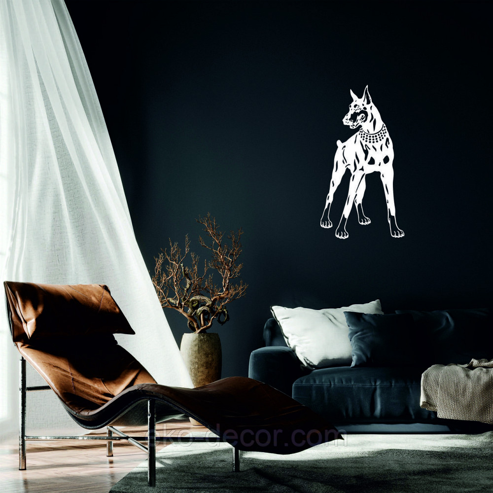 Декоративне настінне Панно «Доберман», Декор на стіну 90*49 см, Білий Київ - фото 1