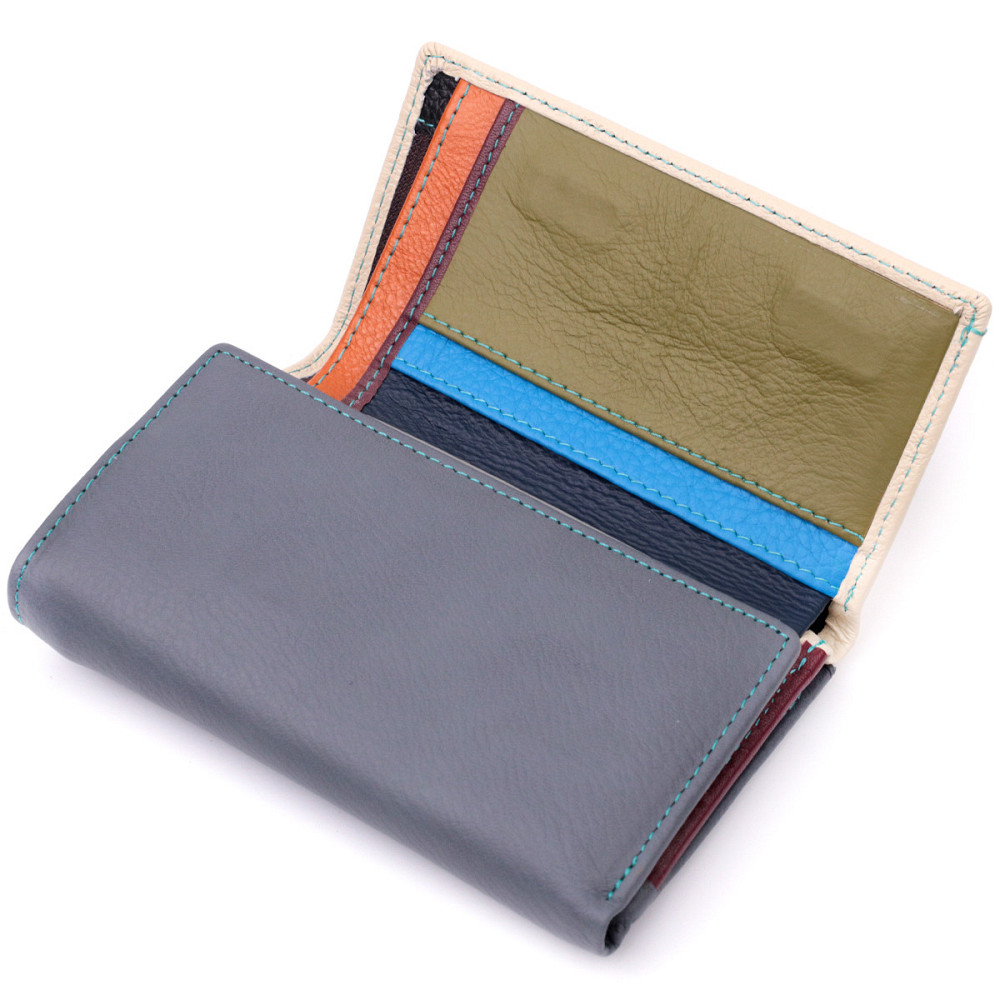 Необычный женский кожаный кошелек в три сложения ST Leather 19446 Разноцветный Киев - изображение 5