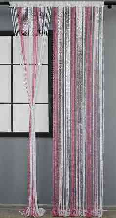 Штори-нитки спіраль з люрексом Білий з малиново-рожевим 300х300см 1 шт (61-057) Київ