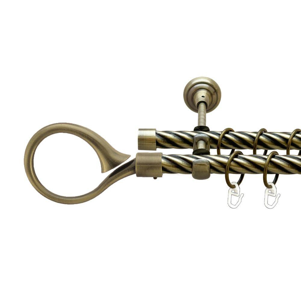 Карниз Orvit Скіпта металевий дворядний відкритий скручена труба кільце металеве Антик 19\19 мм 200 см Львов - изображение 1