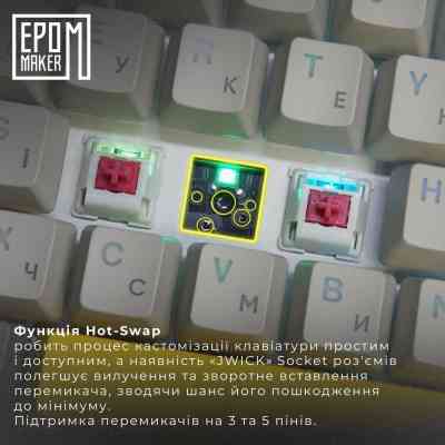 Клавіатура Epomaker EP64 60 Mulan Switch Hot-Swap RGB Wireless/Bluetooth/USB UA Black (EP64-B-M) Вінниця