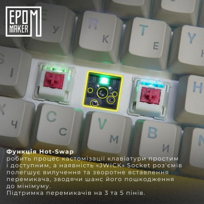 Клавіатура Epomaker EP64 60 Mulan Switch Hot-Swap RGB Wireless/Bluetooth/USB UA Black (EP64-B-M) Вінниця - фото 4