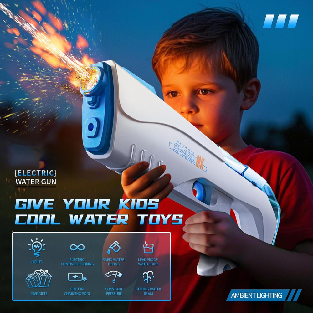 Электрический водяной бластер с LED-подсветкой, автоматическая стрельба 7–10 м, аккумуляторный, для детей и взрослых Киев - изображение 6