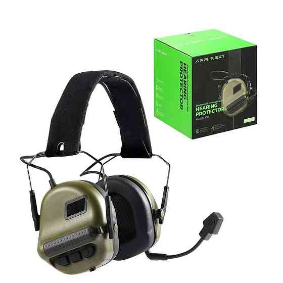 Тактические наушники с шумоподавлением Arm Next с переходником для радиостанции Kenwood (Оливковый) Винница