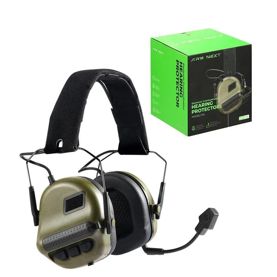 Тактические наушники с шумоподавлением Arm Next с переходником для радиостанции Kenwood (Оливковый) Винница - изображение 1