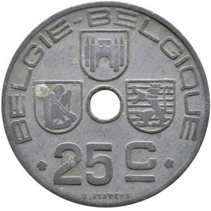 25 сантимов. 1943 год, Бельгия. (Belgie-Belgique) Полтава - изображение 1