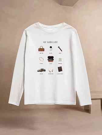 Жіночий оверсайз лонгслів з накатом "MY WISH   LIST" турецький кулір Одеса